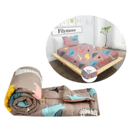 Filymore cute Dino kids Elastic Fitted bedsheet for Single Bed 240 TC Made with Pure Microfiber 1 bedsheet and 1 Pillow Covers (Colour-Brown)-image-84