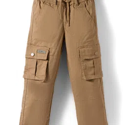 Ruff Cotton Woven Full Length Solid Colour Trouser - Khaki-image-67