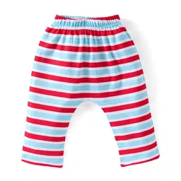 Babyhug Cotton Full Length Diaper Pants Space Theme Print Pack Of 3 - Red White & Blue image 2