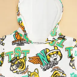 Pantaloons Junior Full Sleeves Animals Face Detailed Hoodie - White image 3