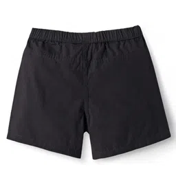 kookie kids india Kookie Kids Poplin Woven Solid Shorts With Front Flap Pockets - Black image 2