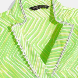 READIPRINT Three Fourth Sleeves Gota Flower Embellished Chevron Top With Coordinating Sharara - Green image 4