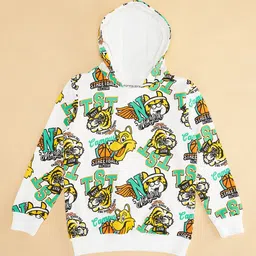 Pantaloons Junior Full Sleeves Animals Face Detailed Hoodie - White image 4