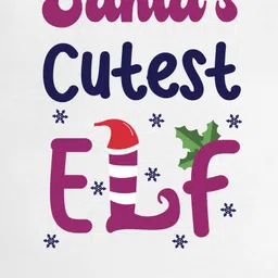 FFlirtygo Christmas Theme Cotton Half Sleeves Santa Cutest Elf Printed Onesie - White image 4