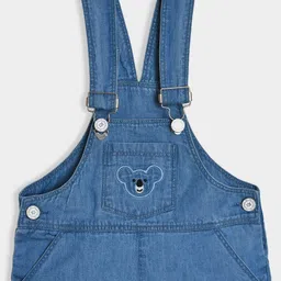 Mi Arcus 100% Cotton Koala Bear Face Embroidered Denim Dungaree - Blue image 4
