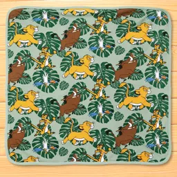 Babyhug Disney Interlock Knit Towel with Lion King Print L 76.2 x B 101.6 cm - Green image 3