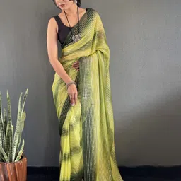 DIVASTRI Tie and Dye Poly Georgette Ready to Wear Saree image 4