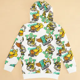 Pantaloons Junior Full Sleeves Animals Face Detailed Hoodie - White image 5