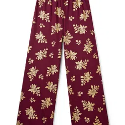 EARTHY TOUCH Single Jersey Knit Full Sleeves Kurti Salwar Set with Dupatta & Floral Foil Print - Maroon image 4