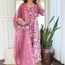 KALINI Women Printed A-Line Kurta Set image 5