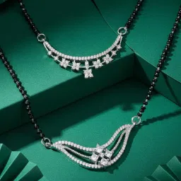 ADIVA Silver-Plated Traditional White AD Stone Mangalsutra (Pack of 2)-image-61