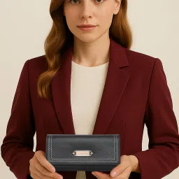 ESBEDA Black Color Classic Stitch Wallet For Women image 1