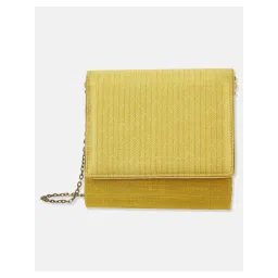 fabindia fashion Fabindia Yellow Polyester Clutch with Detachable Chain (M) image 3