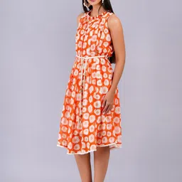 JC4U Floral Printed Fit & Flare Belted Dress image 5