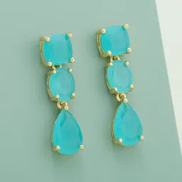 Kushal's Fashion Jewellery Gold Plated Zircon Studded Classic Drop Earrings-picture-18