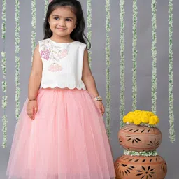 LABEL NEETI Girls Embroidered Beads and Stones Ready to Wear Lehenga & image 3