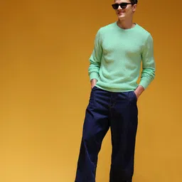 HERE&NOW Geometric Self-Design Round Collar Pullover image 2