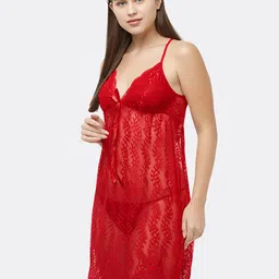 NOIRA Women Net Shoulder Straps Baby Doll Comes with brief image 2