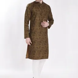 PulseIQ Men Printed Regular Fit Cotton Kurta image 5