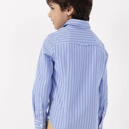 One Friday Boys Classic Fit Vertical Striped Spread Collar Cotton Casual Shirt image 5