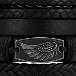UNIVERSITY TRENDZ Men Set Of 4 Leather Wraparound Bracelet image 3