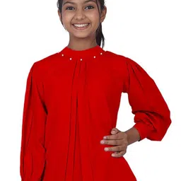 SILK SPARROW Mandarin Collar Crepe Top image 2