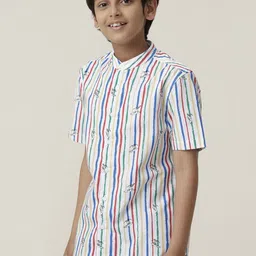 UNDER FOURTEEN ONLY Boys Multi Stripes Opaque Striped Casual Shirt image 2