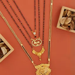 Bhanu diam Gold-Plated Brass Mangalsutra-picture-28