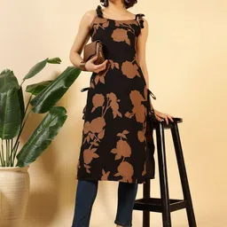 LIPS CROWN Floral Printed Shoulder Straps Kurti-picture-23