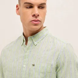 THE BEAR HOUSE Men Slim Fit Vertical Striped Button-Down Collar Casual Shirt image 4