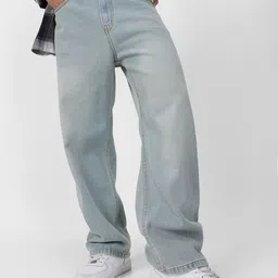 Urbano Fashion Men Loose Relaxed Fit Heavy Fade Jeans-image-81