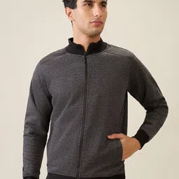 Parx Men Self Design Mock Collar Long Sleeve Zipper Open Front Jacket-picture-30