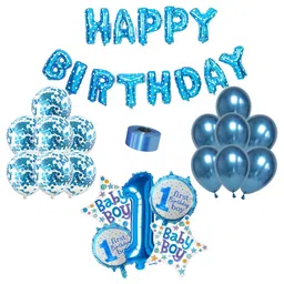 Shopperskart 1st Birthday Balloon Decor Kit Blue - Pack of 34-picture-37