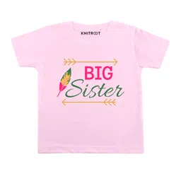 KNITROOT Half Sleeves Big Sister Printed Tee - Light Pink-picture-5
