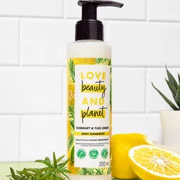 Love Beauty & Planet Rosemary & Yuzu Lemon AntiDandruff Scalp Conditioning Treatment-200ml image 5