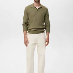 MANGO MAN Polo Collar Ribbed Pullover image 3