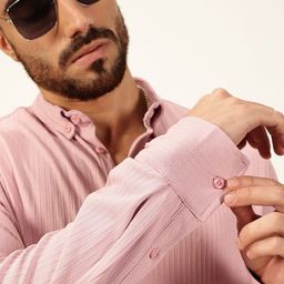 Thomas Scott 
Men Premium Slim Fit Vertical Stripes Textured Casual Shirt-picture-18
