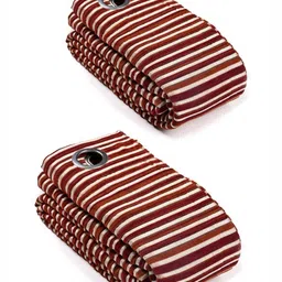 Saral Home Red & Off White Set of 2 Striped Black Out Window Curtain image 4