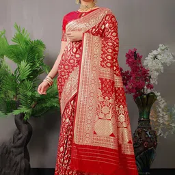Royal Rajgharana Saree Ethnic Motifs Woven Design Zari Pure Silk Banarasi Sarees-picture-35