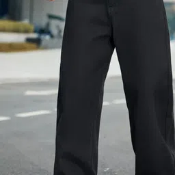 zaysh Men Loose Fit Mid Rise Black Jeans image 2