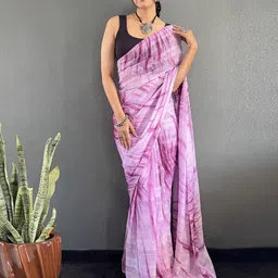 V3 FASHION STUDIO Tie and Dye Zari Pure Georgette Saree image 4