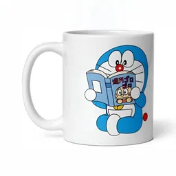 Mr UVD White & Blue Cartoon Characters Printed Ceramic Glossy Mugs 350 ml-picture-28