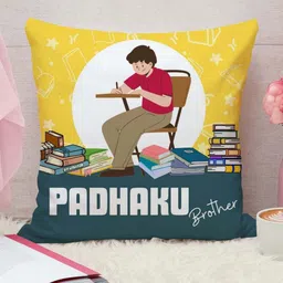 THE QUIRKY HOME White & Yellow Printed Square-Shaped Rakshabandhan Gift Pre-Filled Cushion-picture-25