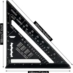 flamingo enterprise 7 inch Rafter Square Aluminum Alloy Double Scale Triangle Ruler Tri-Square image 2