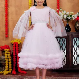 Aarika Girls Embellished Net A-Line Dress-image-84