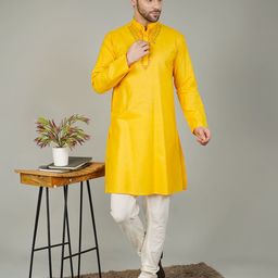 Wintage Men Ethnic Motifs Embroidered Kurta with Pyjamas-picture-48