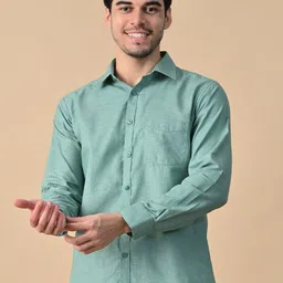 DESIGN UP Men Slim Fit Linen Casual Shirt image 2