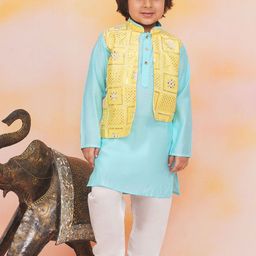 KID1 Boys Mandarin Collar Straight Kurta With Pyjamas-picture-27