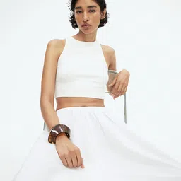 H&M Women Round Neck Sleeveless Cropped Vest Tops-picture-31