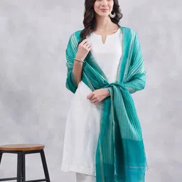 Fabindia Striped Woven Design Dupatta-picture-45